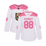 Women Adidas Vegas Golden Knights #88 Nate Schmidt Authentic White Pink Fashion NHL Jersey