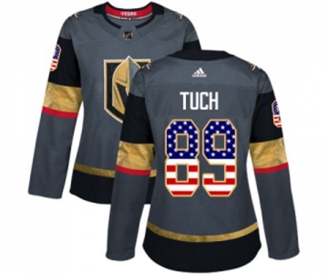 Women Adidas Vegas Golden Knights #89 Alex Tuch Authentic Gray USA Flag Fashion NHL Jersey