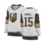 Women Vegas Golden Knights #15 Jon Merrill Authentic White Away Fanatics Branded Breakaway NHL Jersey