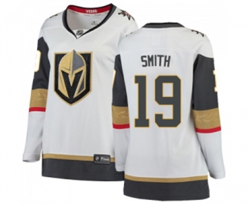 Women Vegas Golden Knights #19 Reilly Smith Authentic White Away Fanatics Branded Breakaway NHL Jersey