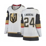 Women Vegas Golden Knights #24 Oscar Lindberg Authentic White Away Fanatics Branded Breakaway NHL Jersey