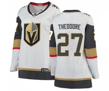 Women Vegas Golden Knights #27 Shea Theodore Authentic White Away Fanatics Branded Breakaway NHL Jersey