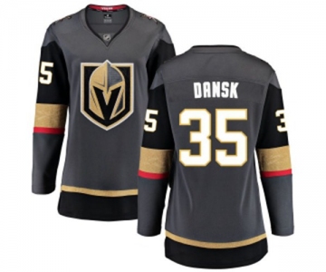 Women Vegas Golden Knights #35 Oscar Dansk Authentic Black Home Fanatics Branded Breakaway NHL Jersey