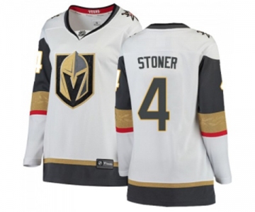 Women Vegas Golden Knights #4 Clayton Stoner Authentic White Away Fanatics Branded Breakaway NHL Jersey