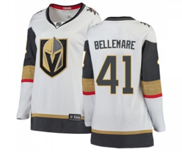 Women Vegas Golden Knights #41 Pierre-Edouard Bellemare Authentic White Away Fanatics Branded Breakaway NHL Jersey