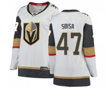 Women Vegas Golden Knights #47 Luca Sbisa Authentic White Away Fanatics Branded Breakaway NHL Jersey