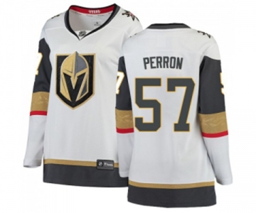 Women Vegas Golden Knights #57 David Perron Authentic White Away Fanatics Branded Breakaway NHL Jersey