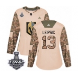 Women's Adidas Vegas Golden Knights #13 Brendan Leipsic Authentic Camo Veterans Day Practice 2018 Stanley Cup Final NHL Jersey