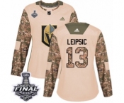 Women's Adidas Vegas Golden Knights #13 Brendan Leipsic Authentic Camo Veterans Day Practice 2018 Stanley Cup Final NHL Jersey