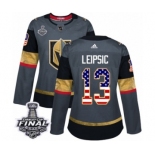 Women's Adidas Vegas Golden Knights #13 Brendan Leipsic Authentic Gray USA Flag Fashion 2018 Stanley Cup Final NHL Jersey