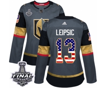 Women's Adidas Vegas Golden Knights #13 Brendan Leipsic Authentic Gray USA Flag Fashion 2018 Stanley Cup Final NHL Jersey