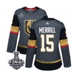 Women's Adidas Vegas Golden Knights #15 Jon Merrill Authentic Gray Home 2018 Stanley Cup Final NHL Jersey