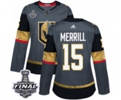 Women's Adidas Vegas Golden Knights #15 Jon Merrill Authentic Gray Home 2018 Stanley Cup Final NHL Jersey