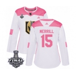 Women's Adidas Vegas Golden Knights #15 Jon Merrill Authentic White-Pink Fashion 2018 Stanley Cup Final NHL Jersey