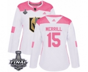 Women's Adidas Vegas Golden Knights #15 Jon Merrill Authentic White-Pink Fashion 2018 Stanley Cup Final NHL Jersey