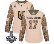 Women's Adidas Vegas Golden Knights #17 Vegas Strong Authentic Camo Veterans Day Practice 2018 Stanley Cup Final NHL Jersey