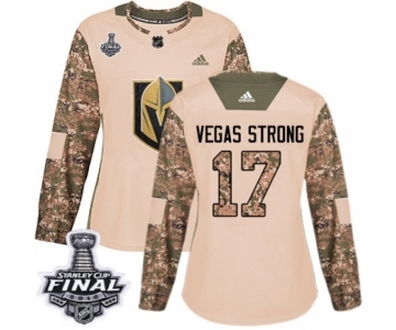 Women's Adidas Vegas Golden Knights #17 Vegas Strong Authentic Camo Veterans Day Practice 2018 Stanley Cup Final NHL Jersey