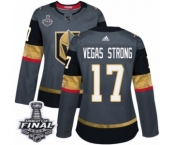 Women's Adidas Vegas Golden Knights #17 Vegas Strong Authentic Gray Home 2018 Stanley Cup Final NHL Jersey