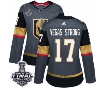 Women's Adidas Vegas Golden Knights #17 Vegas Strong Authentic Gray Home 2018 Stanley Cup Final NHL Jersey