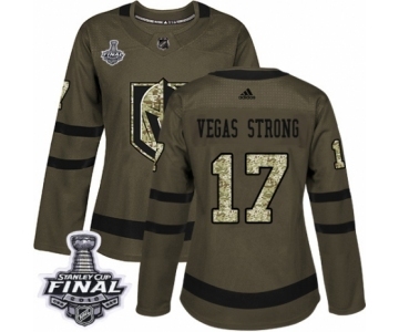 Women's Adidas Vegas Golden Knights #17 Vegas Strong Authentic Green Salute to Service 2018 Stanley Cup Final NHL Jersey