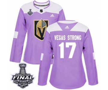 Women's Adidas Vegas Golden Knights #17 Vegas Strong Authentic Purple Fights Cancer Practice 2018 Stanley Cup Final NHL Jersey