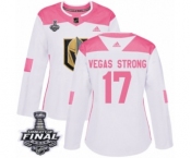 Women's Adidas Vegas Golden Knights #17 Vegas Strong Authentic White-Pink Fashion 2018 Stanley Cup Final NHL Jersey