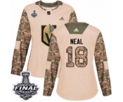 Women's Adidas Vegas Golden Knights #18 James Neal Authentic Camo Veterans Day Practice 2018 Stanley Cup Final NHL Jersey