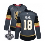 Women's Adidas Vegas Golden Knights #18 James Neal Authentic Gray Home 2018 Stanley Cup Final NHL Jersey