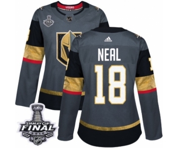 Women's Adidas Vegas Golden Knights #18 James Neal Authentic Gray Home 2018 Stanley Cup Final NHL Jersey