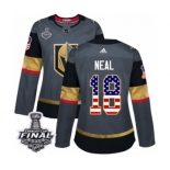 Women's Adidas Vegas Golden Knights #18 James Neal Authentic Gray USA Flag Fashion 2018 Stanley Cup Final NHL Jersey