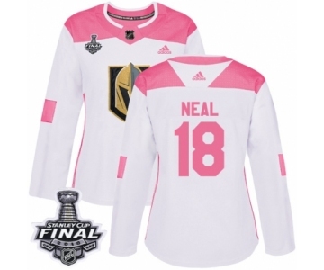 Women's Adidas Vegas Golden Knights #18 James Neal Authentic White-Pink Fashion 2018 Stanley Cup Final NHL Jersey