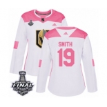 Women's Adidas Vegas Golden Knights #19 Reilly Smith Authentic White-Pink Fashion 2018 Stanley Cup Final NHL Jersey