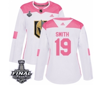 Women's Adidas Vegas Golden Knights #19 Reilly Smith Authentic White-Pink Fashion 2018 Stanley Cup Final NHL Jersey