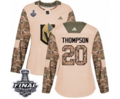 Women's Adidas Vegas Golden Knights #20 Paul Thompson Authentic Camo Veterans Day Practice 2018 Stanley Cup Final NHL Jersey