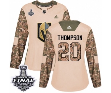 Women's Adidas Vegas Golden Knights #20 Paul Thompson Authentic Camo Veterans Day Practice 2018 Stanley Cup Final NHL Jersey