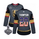 Women's Adidas Vegas Golden Knights #20 Paul Thompson Authentic Gray USA Flag Fashion 2018 Stanley Cup Final NHL Jersey