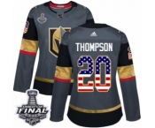 Women's Adidas Vegas Golden Knights #20 Paul Thompson Authentic Gray USA Flag Fashion 2018 Stanley Cup Final NHL Jersey