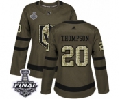 Women's Adidas Vegas Golden Knights #20 Paul Thompson Authentic Green Salute to Service 2018 Stanley Cup Final NHL Jersey