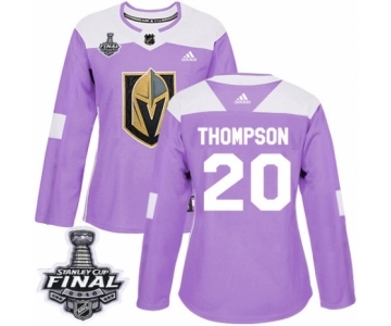 Women's Adidas Vegas Golden Knights #20 Paul Thompson Authentic Purple Fights Cancer Practice 2018 Stanley Cup Final NHL Jersey