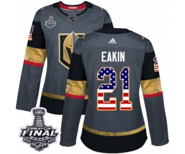 Women's Adidas Vegas Golden Knights #21 Cody Eakin Authentic Gray USA Flag Fashion 2018 Stanley Cup Final NHL Jersey