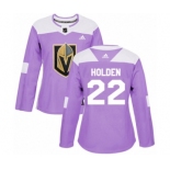 Women's Adidas Vegas Golden Knights #22 Nick Holden Authentic Purple Fights Cancer Practice NHL Jersey