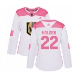 Women's Adidas Vegas Golden Knights #22 Nick Holden Authentic White-Pink Fashion NHL Jersey