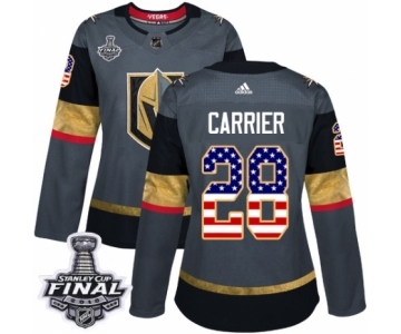 Women's Adidas Vegas Golden Knights #28 William Carrier Authentic Gray USA Flag Fashion 2018 Stanley Cup Final NHL Jersey