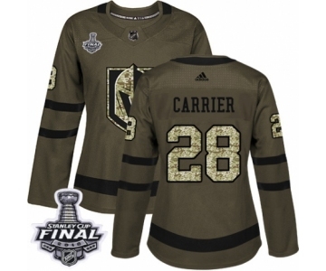 Women's Adidas Vegas Golden Knights #28 William Carrier Authentic Green Salute to Service 2018 Stanley Cup Final NHL Jersey