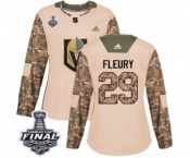 Women's Adidas Vegas Golden Knights #29 Marc-Andre Fleury Authentic Camo Veterans Day Practice 2018 Stanley Cup Final NHL Jersey