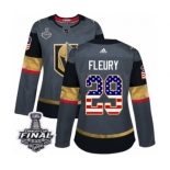 Women's Adidas Vegas Golden Knights #29 Marc-Andre Fleury Authentic Gray USA Flag Fashion 2018 Stanley Cup Final NHL Jersey