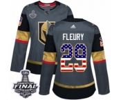 Women's Adidas Vegas Golden Knights #29 Marc-Andre Fleury Authentic Gray USA Flag Fashion 2018 Stanley Cup Final NHL Jersey