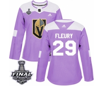 Women's Adidas Vegas Golden Knights #29 Marc-Andre Fleury Authentic Purple Fights Cancer Practice 2018 Stanley Cup Final NHL Jersey