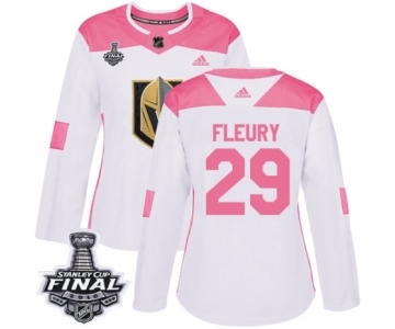 Women's Adidas Vegas Golden Knights #29 Marc-Andre Fleury Authentic White-Pink Fashion 2018 Stanley Cup Final NHL Jersey