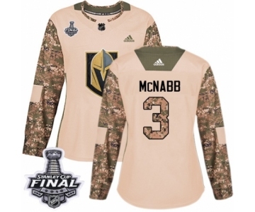 Women's Adidas Vegas Golden Knights #3 Brayden McNabb Authentic Camo Veterans Day Practice 2018 Stanley Cup Final NHL Jersey